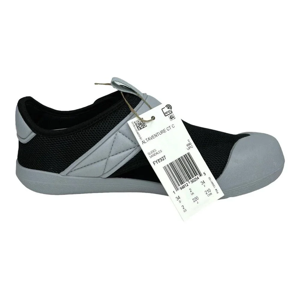 Adidas Youth Boys Altaventure Water Sandal Size 2 Black Gray Lightweight & Comfy